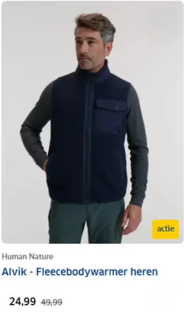 Aanbieding: Human Nature Alvik - Fleecebodywarmer heren