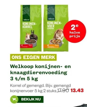 Aanbieding: Welkoop konijnen- en knaagdierenvoeding