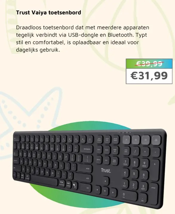 Aanbieding: Trust Vaiya toetsenbord