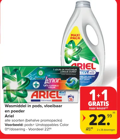 Promotie: Wasmiddel in pods, vloeibaar en poeder