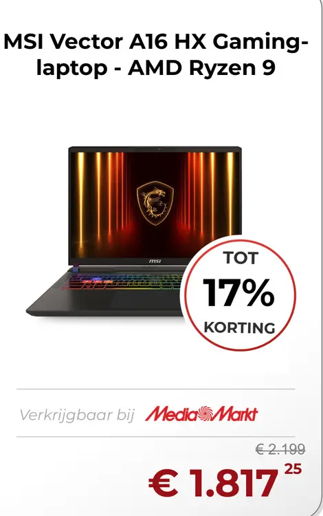 Aanbieding: Vector A16 HX Gaming-laptop