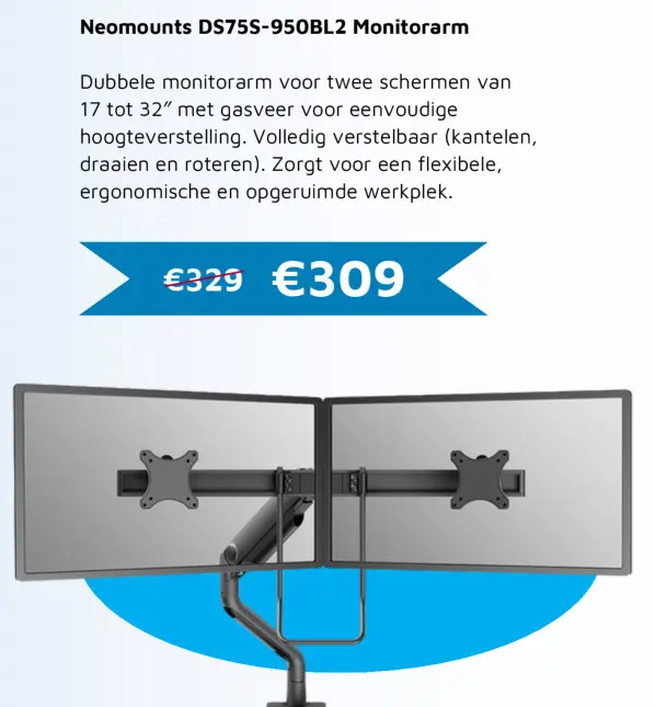 Aanbieding: Neomounts DS75S-950BL2 Monitorarm