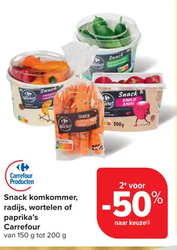 Aanbieding: Snack komkommer, radijs, wortelen of paprika's