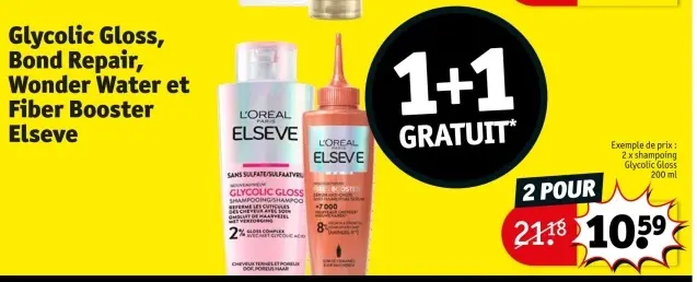 Offre: Glycolic Gloss, Bond Repair, Wonder Water et Fiber Booster Elseve