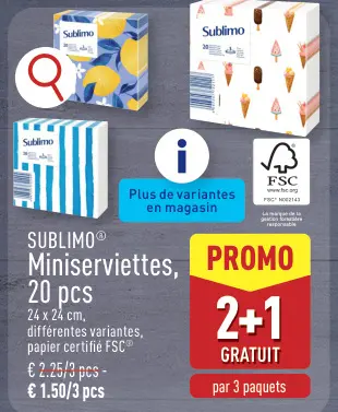 Offre: Miniserviettes