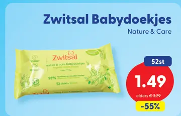 Aanbieding: Zwitsal Babydoekjes Nature & Care
