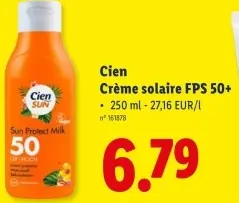 Offre: Crème solaire FPS 50+