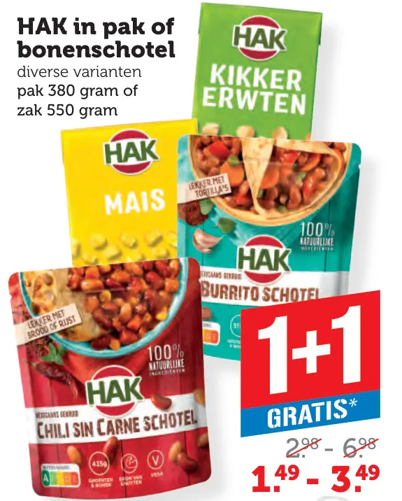 Aanbieding: HAK in pak of bonenschotel