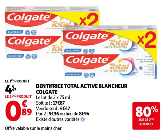 Promotie: Dentifrice total active blancheur