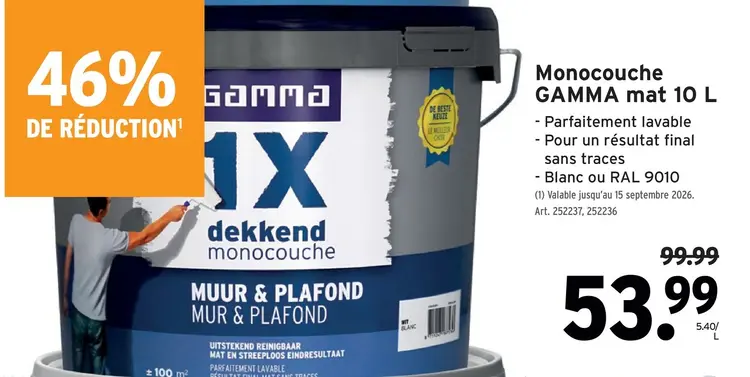 Offre: Monocouche GAMMA mat