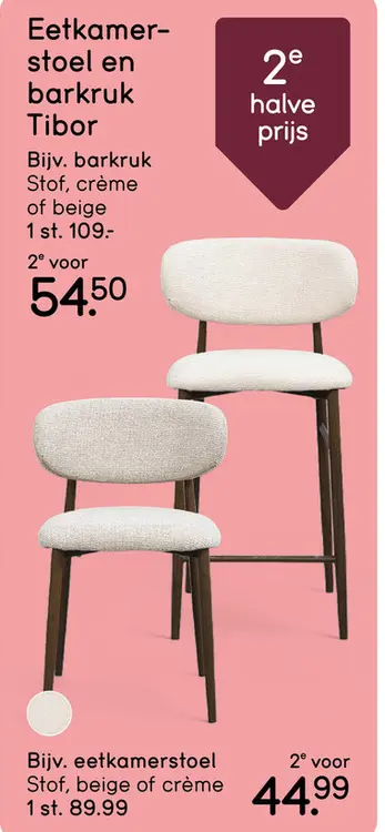 Aanbieding: Eetkamerstoel en barkruk Tibor