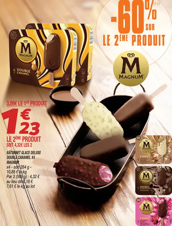 Offre: Batonnet glace deluxe double caramel x4