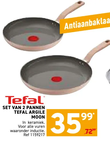 Aanbieding: Set van 2 pannen Tefal argile moon