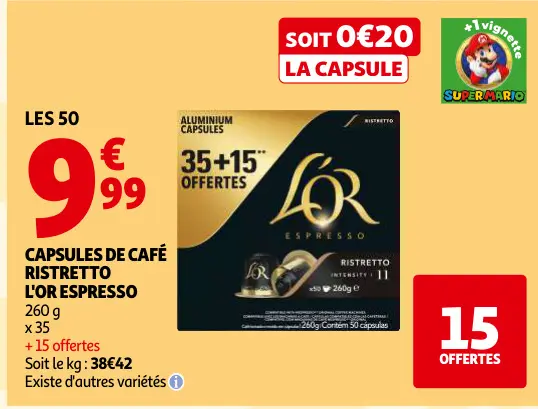 Offre: Capsules de café ristretto