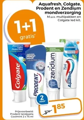 Aanbieding: Aquafresh, Colgate, Prodent en Zendium mondverzorging