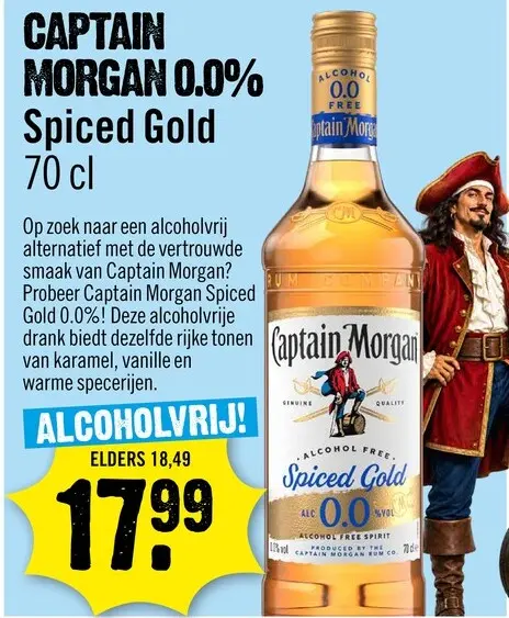Aanbieding: Captain Morgan Spiced Gold 0.0 70 cl