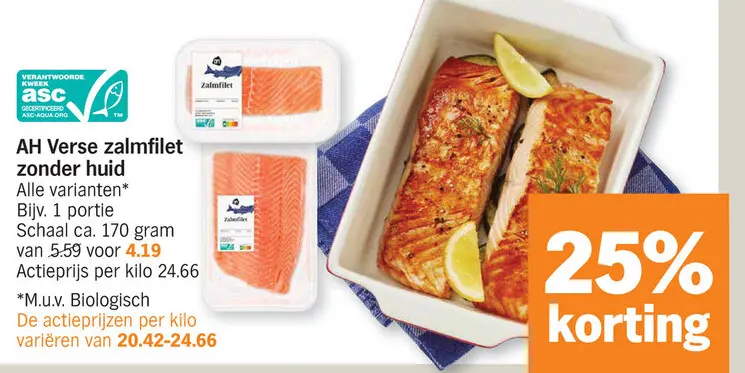 Promotie: Verse zalmfilet zonder huid