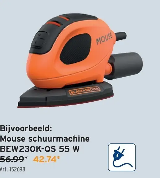 Promotie: Mouse schuurmachine BEW230K-QS 55 W