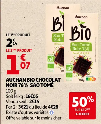 Promotie: Chocolat noir 76% sao tomé
