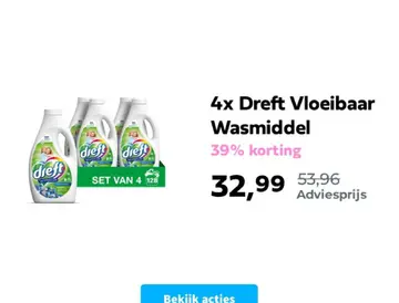 Aanbieding: 4x Dreft Vloeibaar Wasmiddel Ochtendfris 32 Wasbeurten