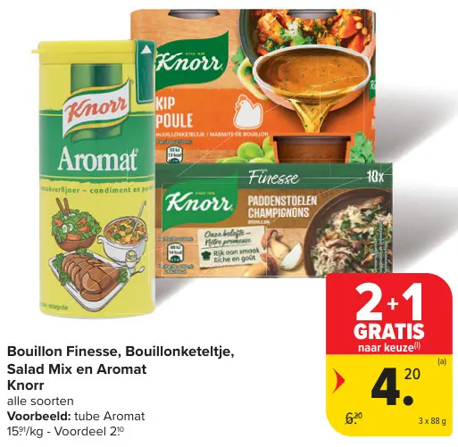 Promotie: Bouillon Finesse, Bouillonketeltje, Salad Mix en Aromat