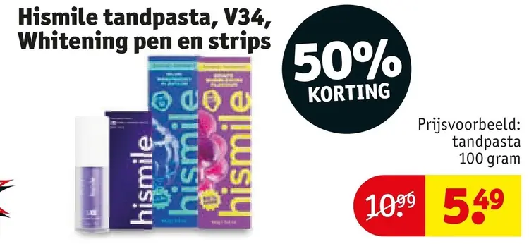 Aanbieding: Hismile tandpasta, V34, Whitening pen en strips
