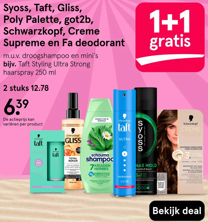 Aanbieding: Syoss, Taft, Gliss, Poly Palette, got2b, Schwarzkopf, Creme Supreme en Fa deodorant