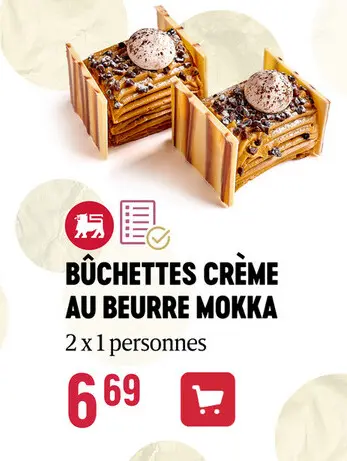 Offre: Bûchettes crème au beurre mokka
