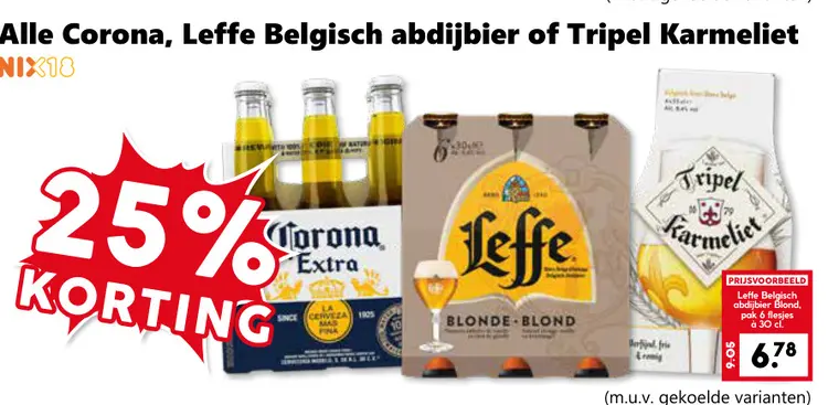 Aanbieding: Corona, Leffe Belgisch abdijbier of Tripel Karmeliet