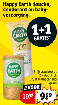 Aanbieding: Happy Earth douche, deodorant en baby-verzorg
