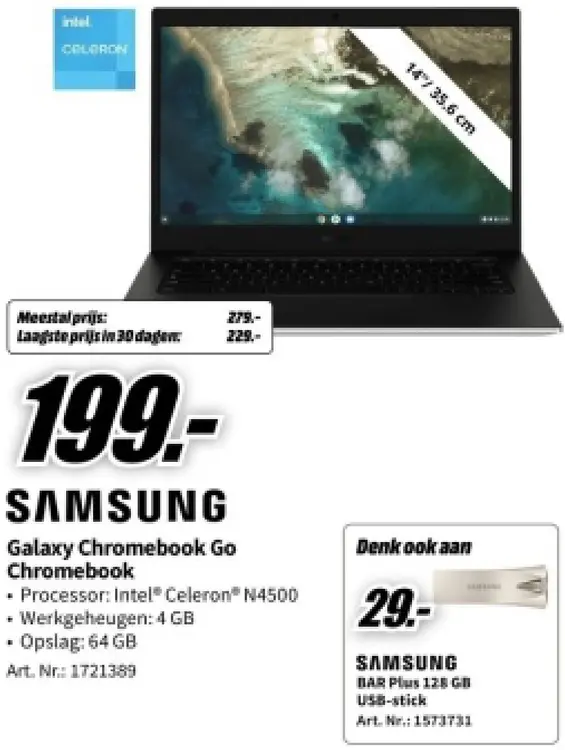 Aanbieding: Galaxy Chromebook Go Chromebook