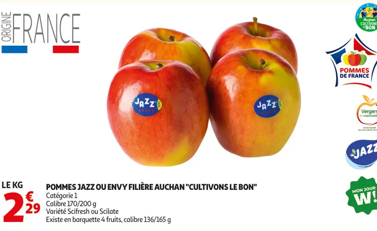 Offre: Pommes Jazz ou envy filière Auchan