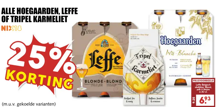 Aanbieding: Hoegaarden, Leffe of Tripel Karmeliet