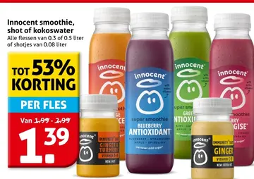 Aanbieding: Innocent smoothie, shot of kokoswater