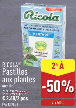 Offre: Pastilles aux plantes menthol