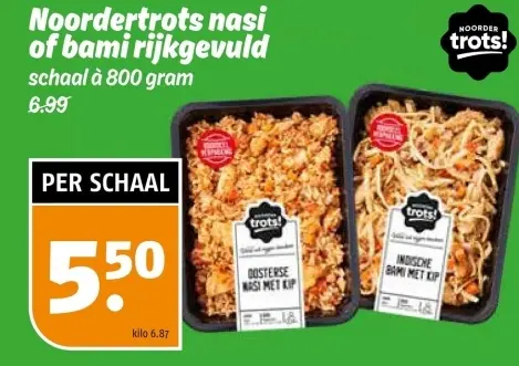 Aanbieding: Noordertrots nasi of bami rijkgevuld