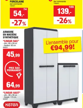 Offre: ARMOIRE EN MATIÈRE SYNTHÉTIQUE LINEAR BAS LIN