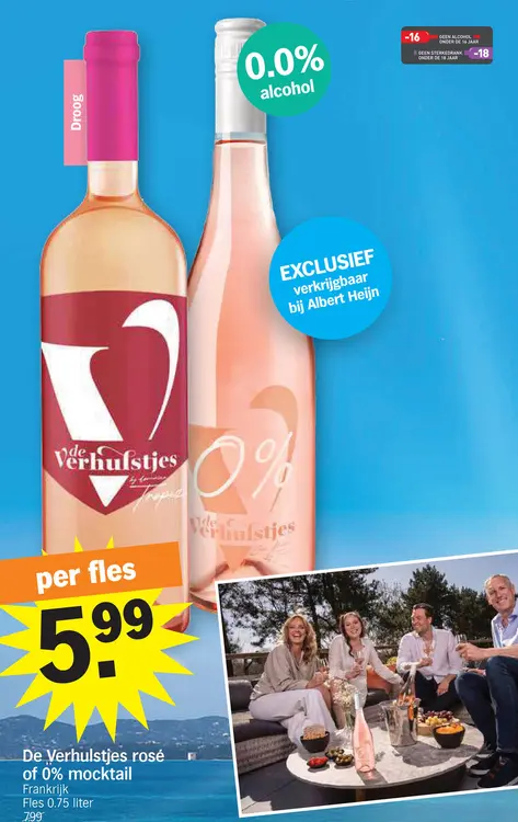 Promotie: De Verhulstjes rosé of 0% mocktail