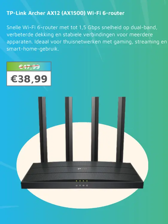 Aanbieding: TP-Link Archer AX12 draadloze router