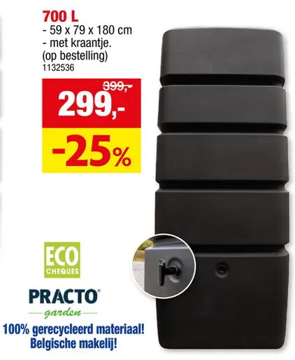 Promotie: Regenton 700 L 59x79x180 cm met kraantje