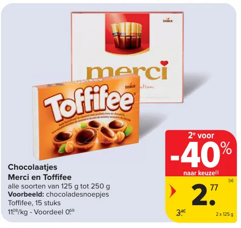 Promotie: Chocolaatjes Merci en Toffifee