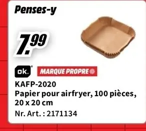 Offre: Papier pour airfryer
