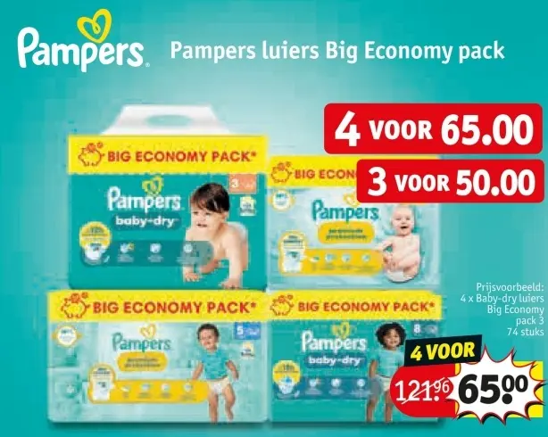Aanbieding: Pampers luiers Big Economy pack