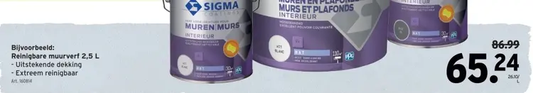 Promotie: Reinigbare muurverf 2,5L