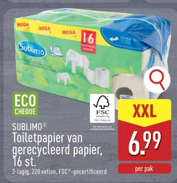 Aanbieding: Toiletpapier van gerecycleerd papier