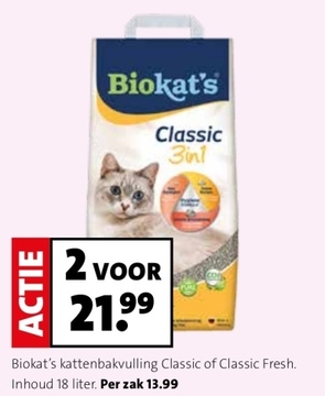 Aanbieding: Biokat's kattenbakvulling Classic of Classic Fresh