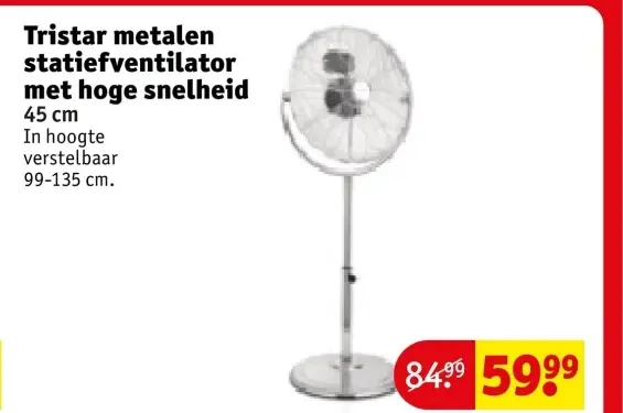Aanbieding: metalen statiefventilator met hoge snelheid