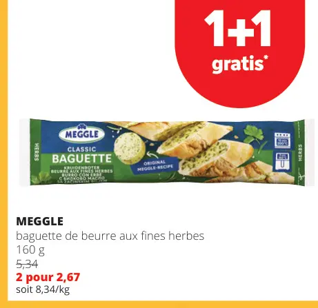 Offre: baguette de beurre aux fines herbes