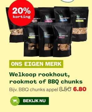 Aanbieding: Welkoop rookhout, rookmot of BBQ chunks