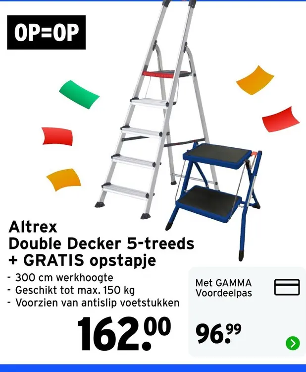 Aanbieding: Altrex Double Decker 5-treeds + GRATIS opstapje